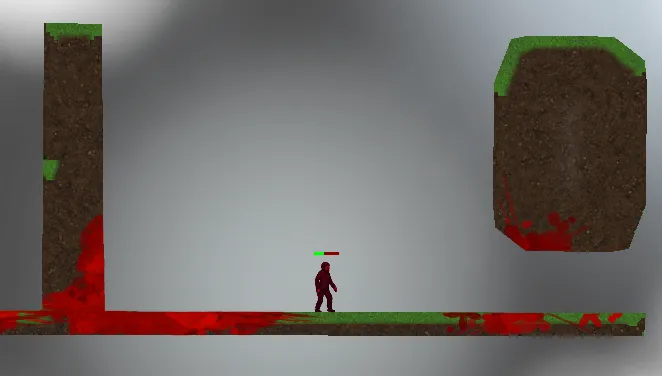 man stands around bloody terrain